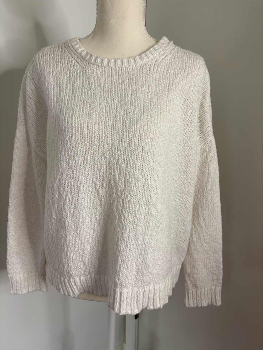 Eileen Fisher Soft Cream Scoopneck Knit Sweater